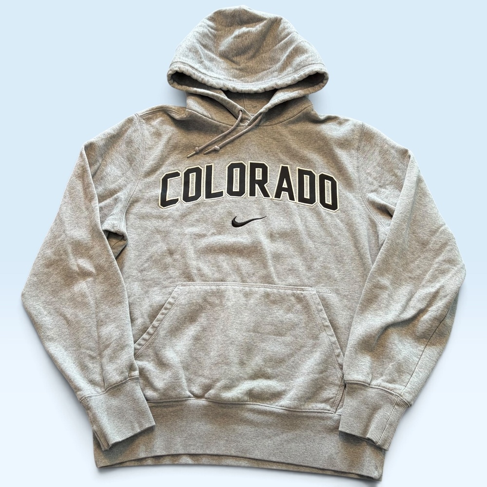 Colorado Buffaloes Sweatshirt Mens Medium Gray Nike Center Swoosh Hoodie